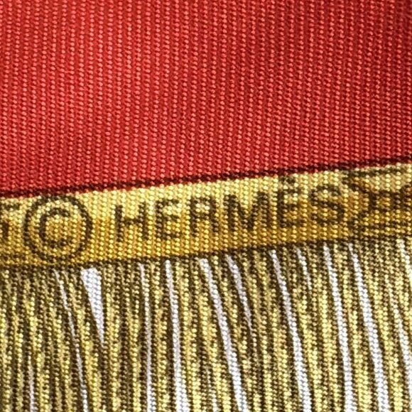 Auth HERMES Carre 90 - Red Yellow Multi Scarf - Picture 3 of 4